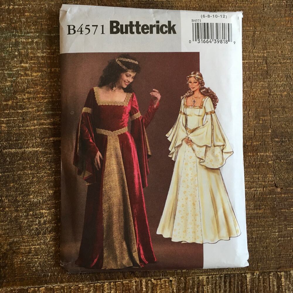 Butterick Sewing Pattern B4571 Renaissance Medieval Dress Camelot Costume UNCUT